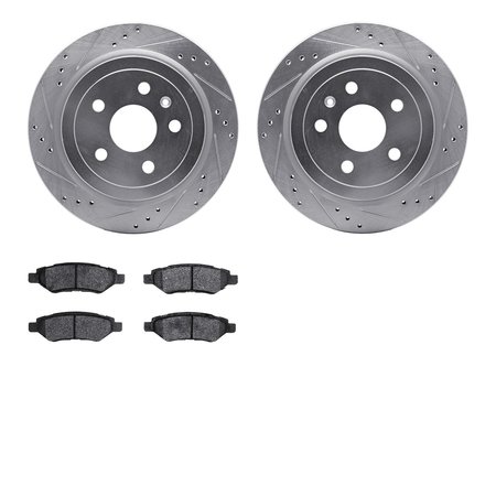 DYNAMIC FRICTION CO 7302-46044, Rotors-Drilled and Slotted-Silver with 3000 Series Ceramic Brake Pads, Zinc Coated 7302-46044